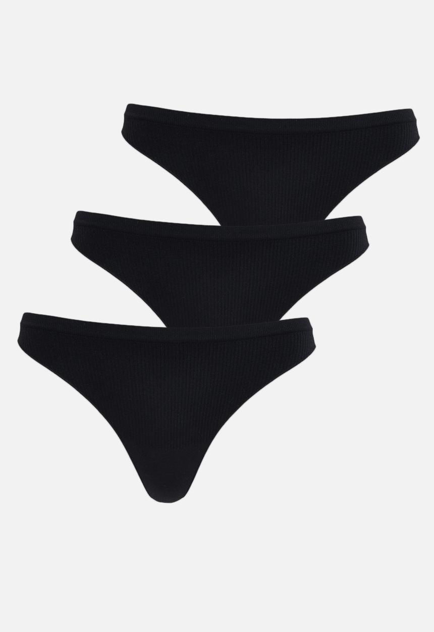 Cotton On - Seamfree rib g string brief 3 pack - black