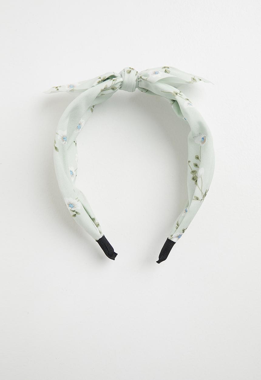 Superbalist - Floral print knotted alice band - green