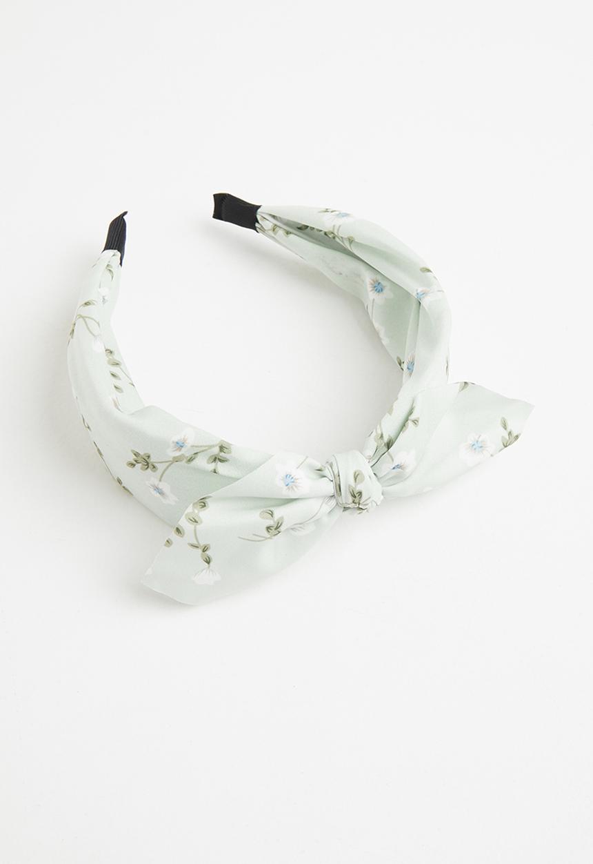Superbalist - Floral print knotted alice band - green