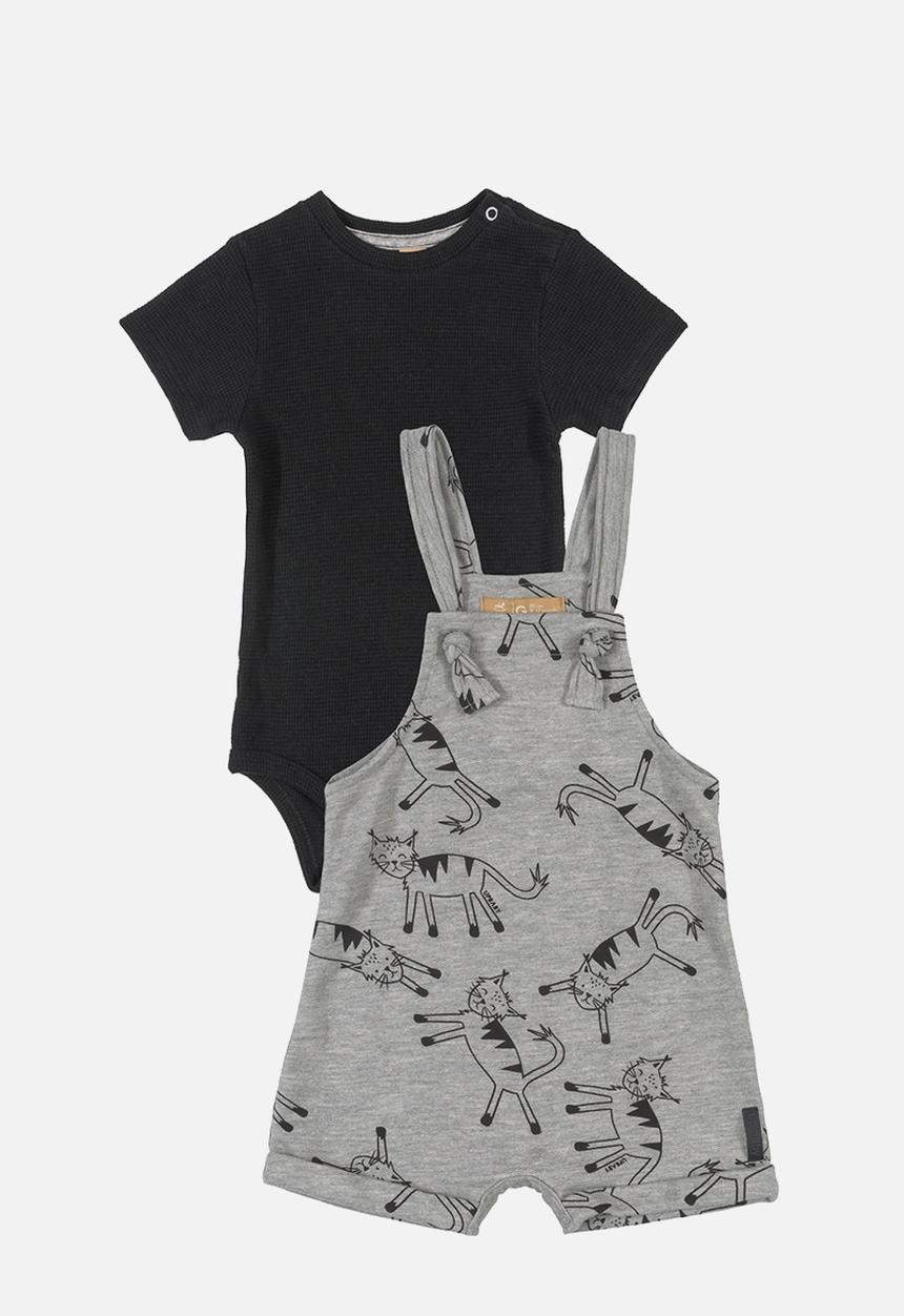 UP Baby - Cat dungaree & babygrow set - black
