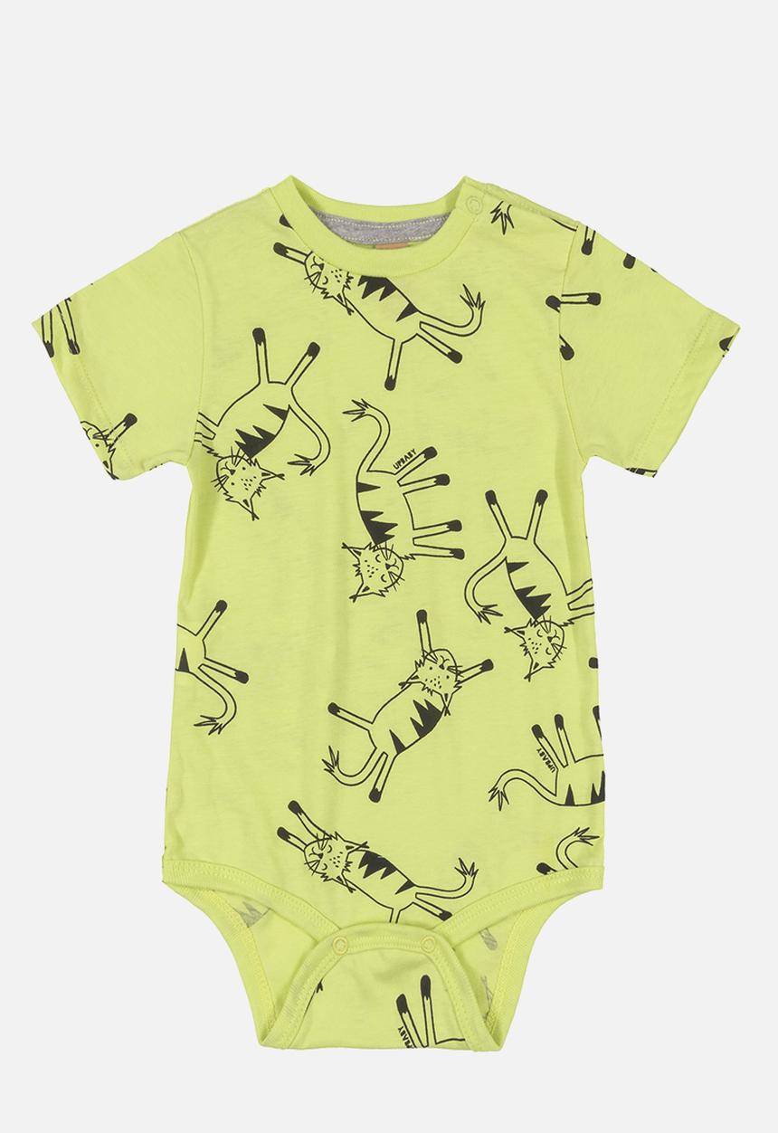 UP Baby - Cat babygrow,shorts & bib set - yellow