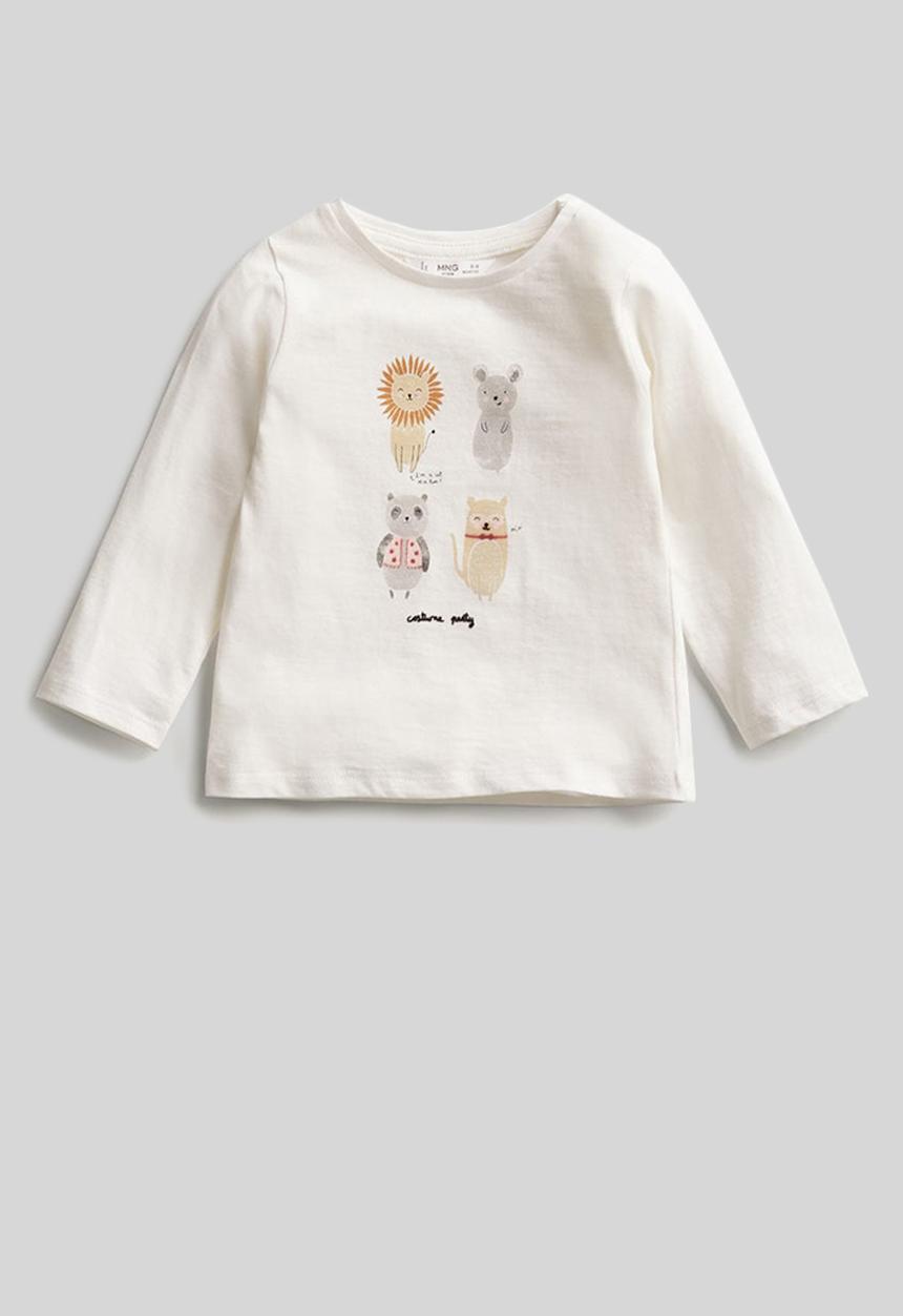 MANGO - Party long sleeve tee - off white