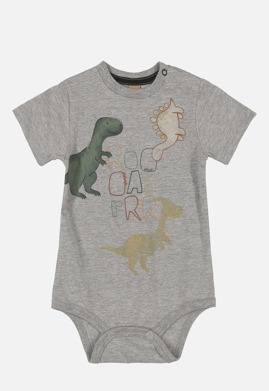 UP Baby - Dino bodysuit & shorts set - grey & black 