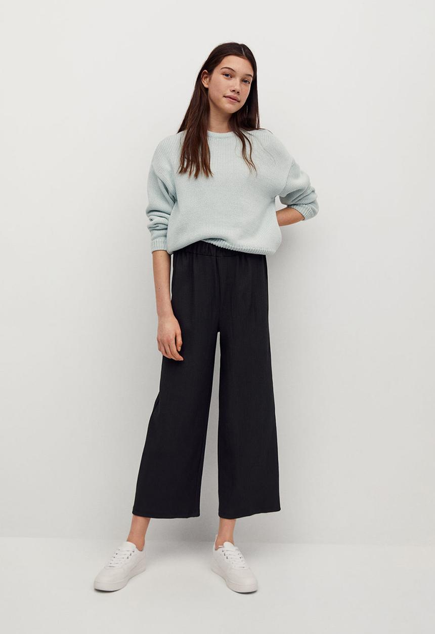 MANGO - Trousers leopart - black
