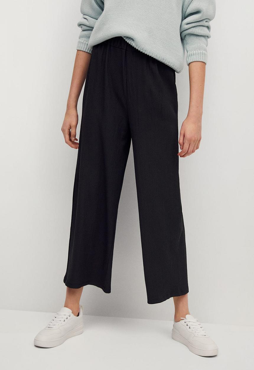 MANGO - Trousers leopart - black