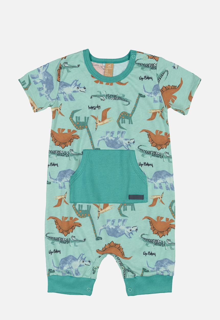UP Baby - Animal romper with pockets - green