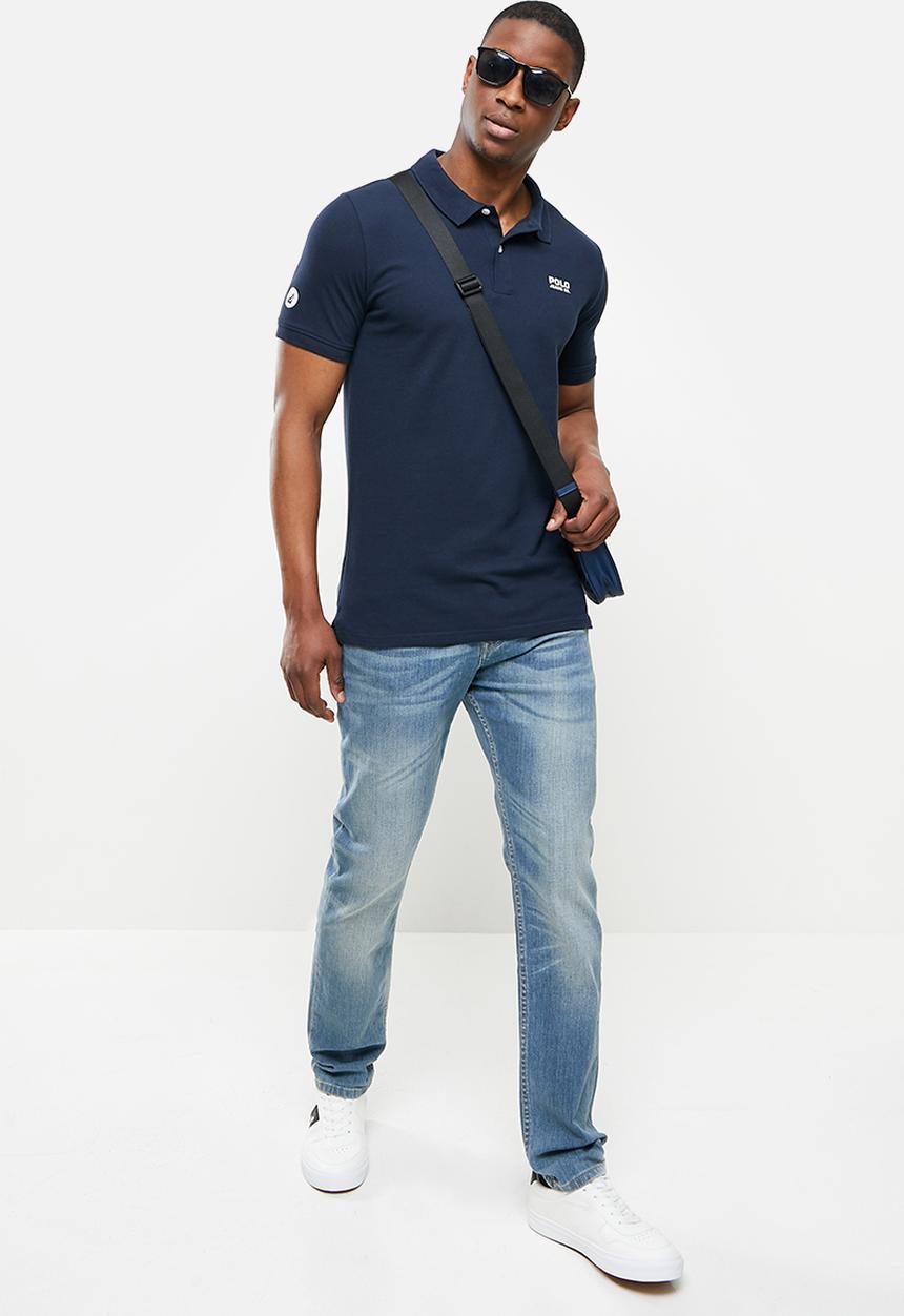 POLO - Melvin slim fit short sleeve golfer - navy