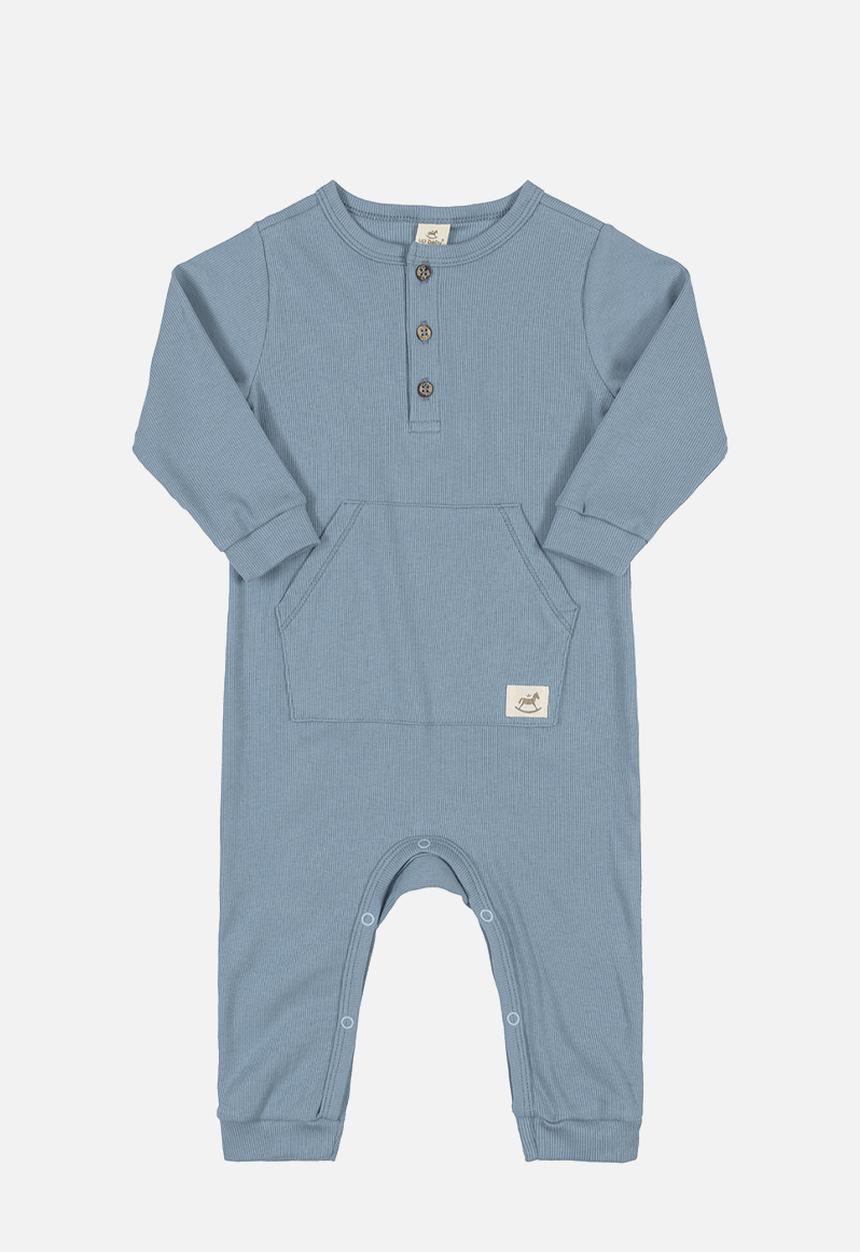 UP Baby - Ribbed babygrow with buttons - blue