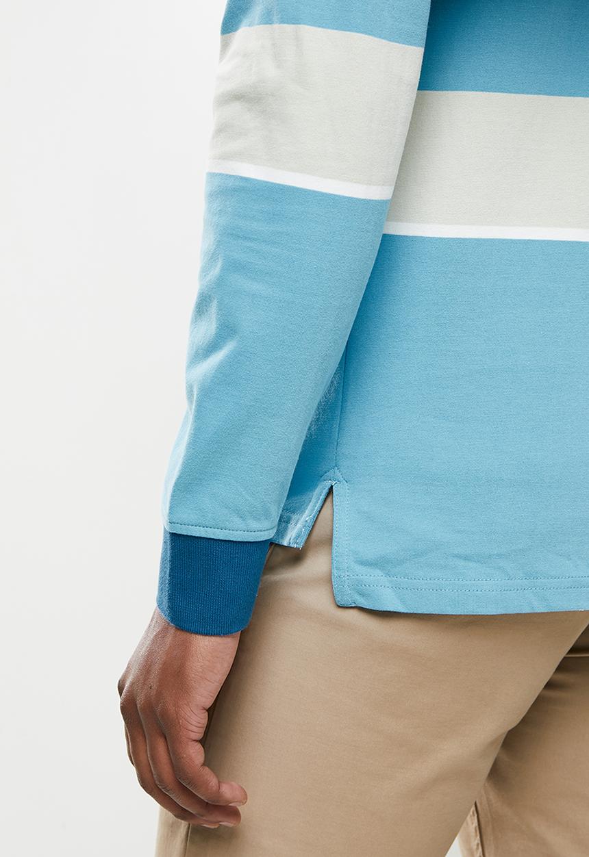 POLO - Costa long sleeve stripe golfer - blue
