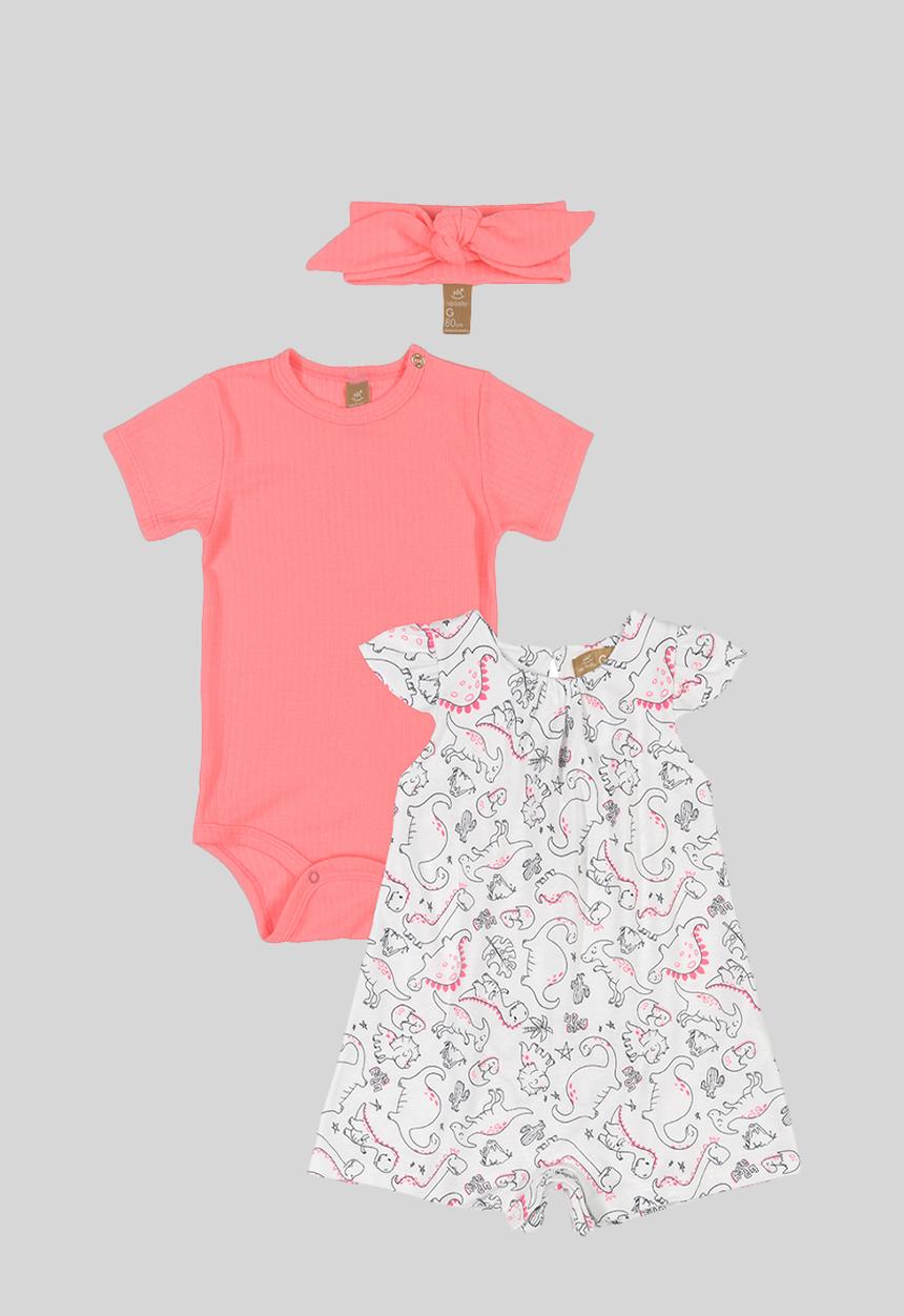 UP Baby - Romper, bodysuit & headband set - white & peach 
