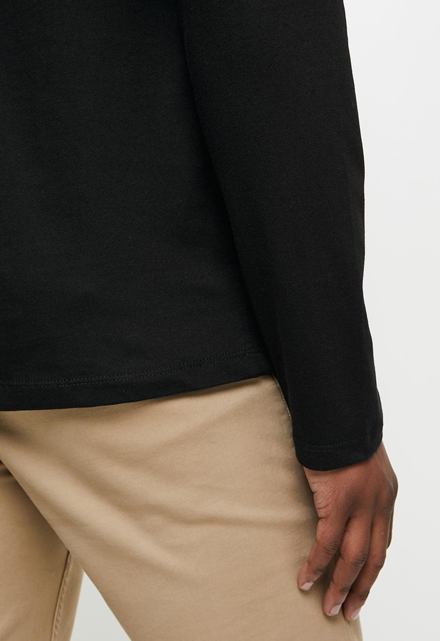 POLO - Paul long sleeve crew neck tee - black