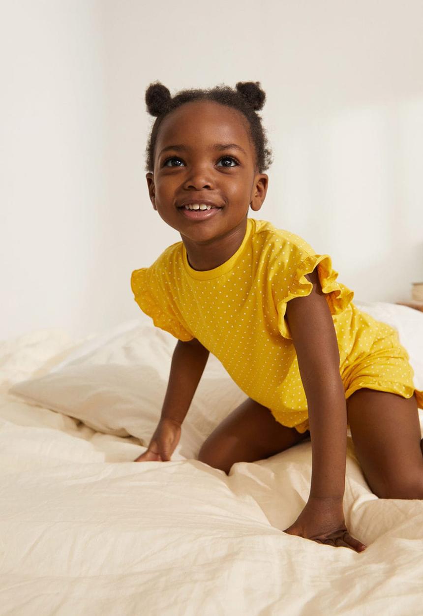 MANGO - Printed short pyjamas dotti - yellow