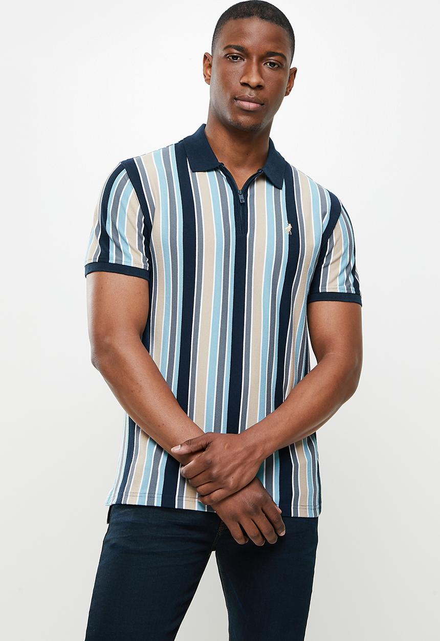 POLO - Duran stripe custom fit golfer - navy