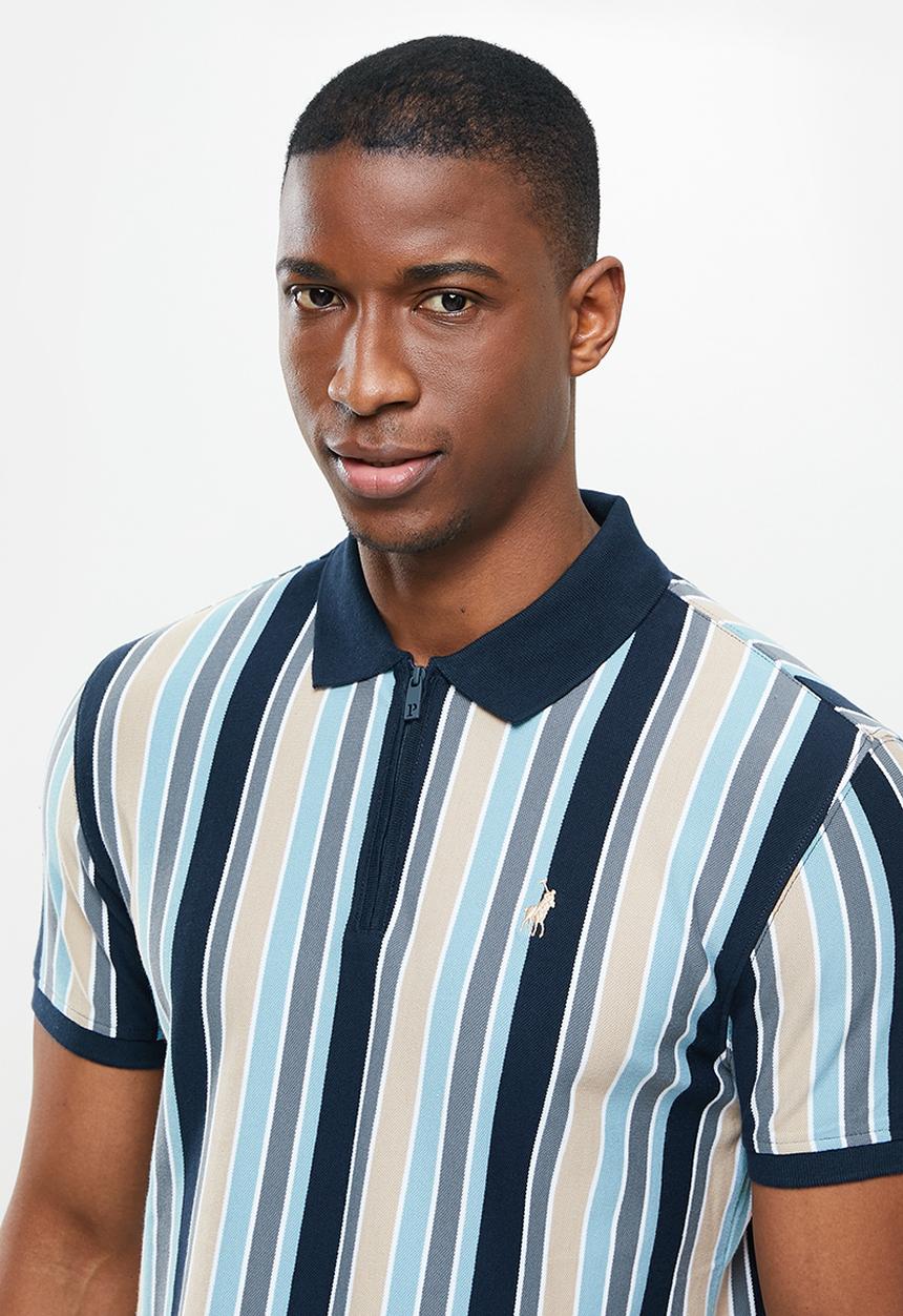 POLO - Duran stripe custom fit golfer - navy