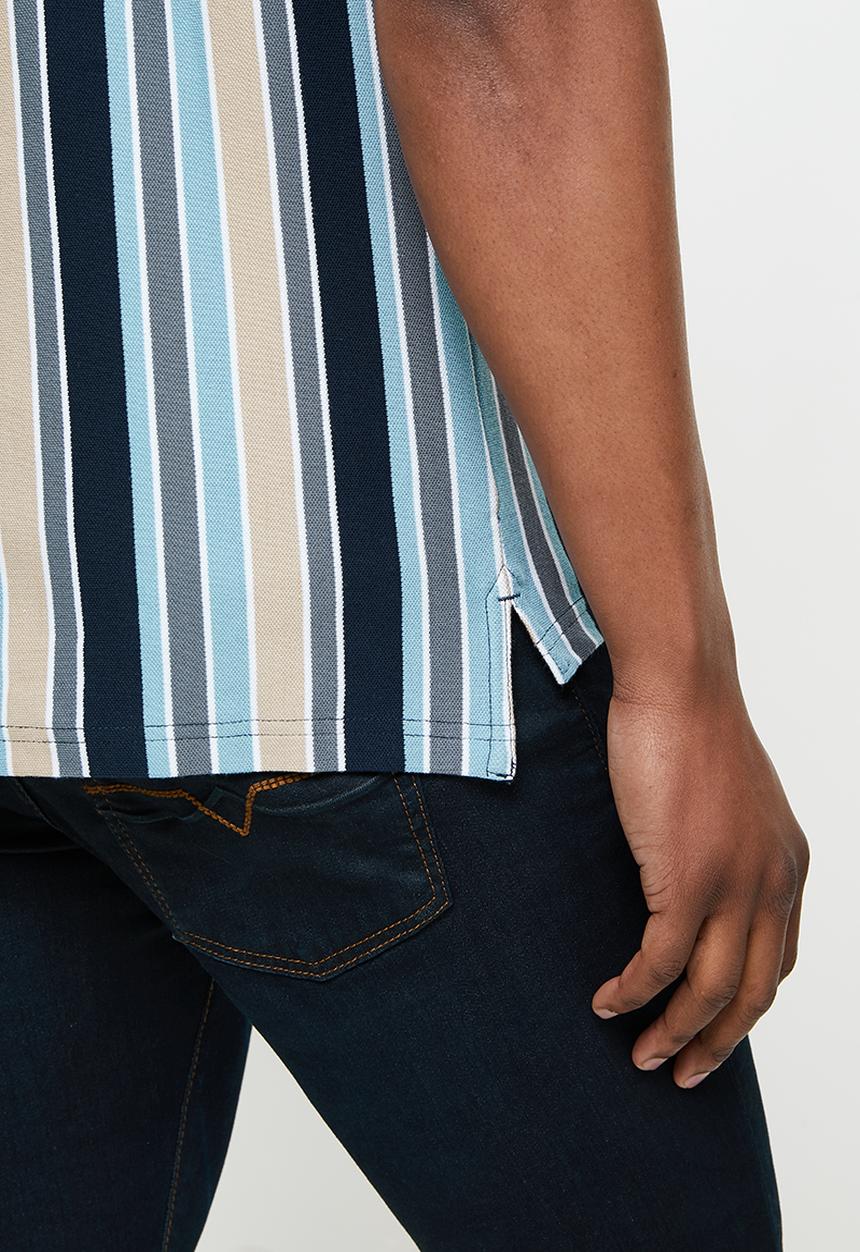 POLO - Duran stripe custom fit golfer - navy