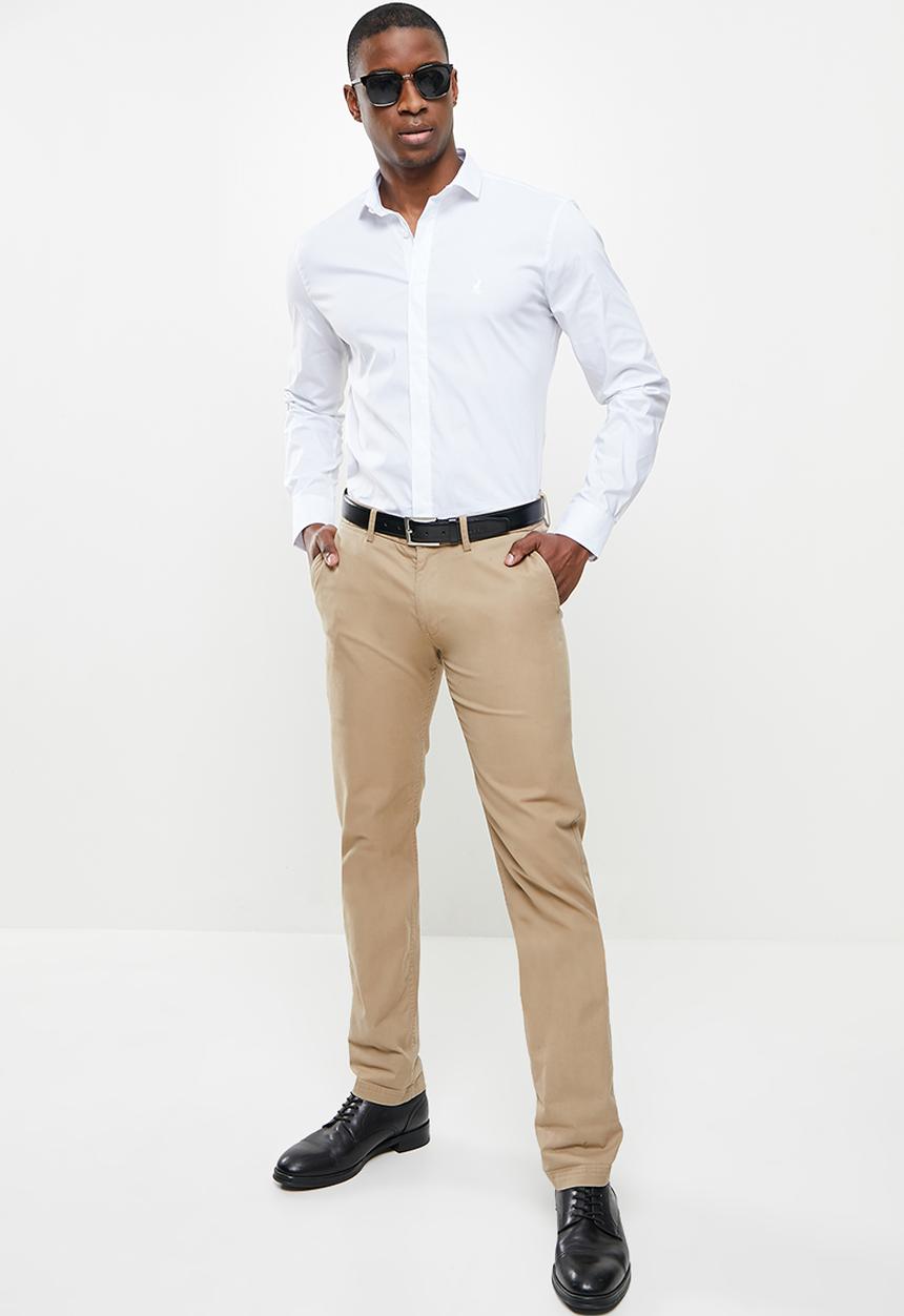 POLO - James plain long sleeve signature shirt - white