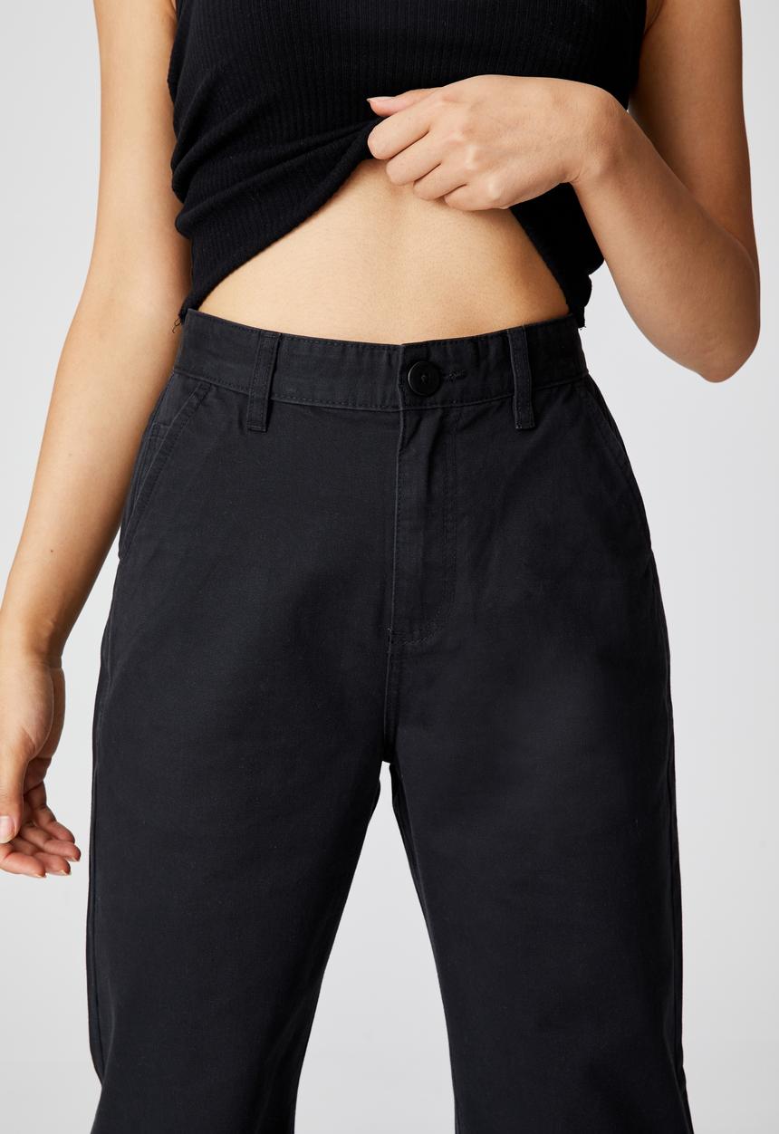 Cotton On - Petite parker long straight pant - black