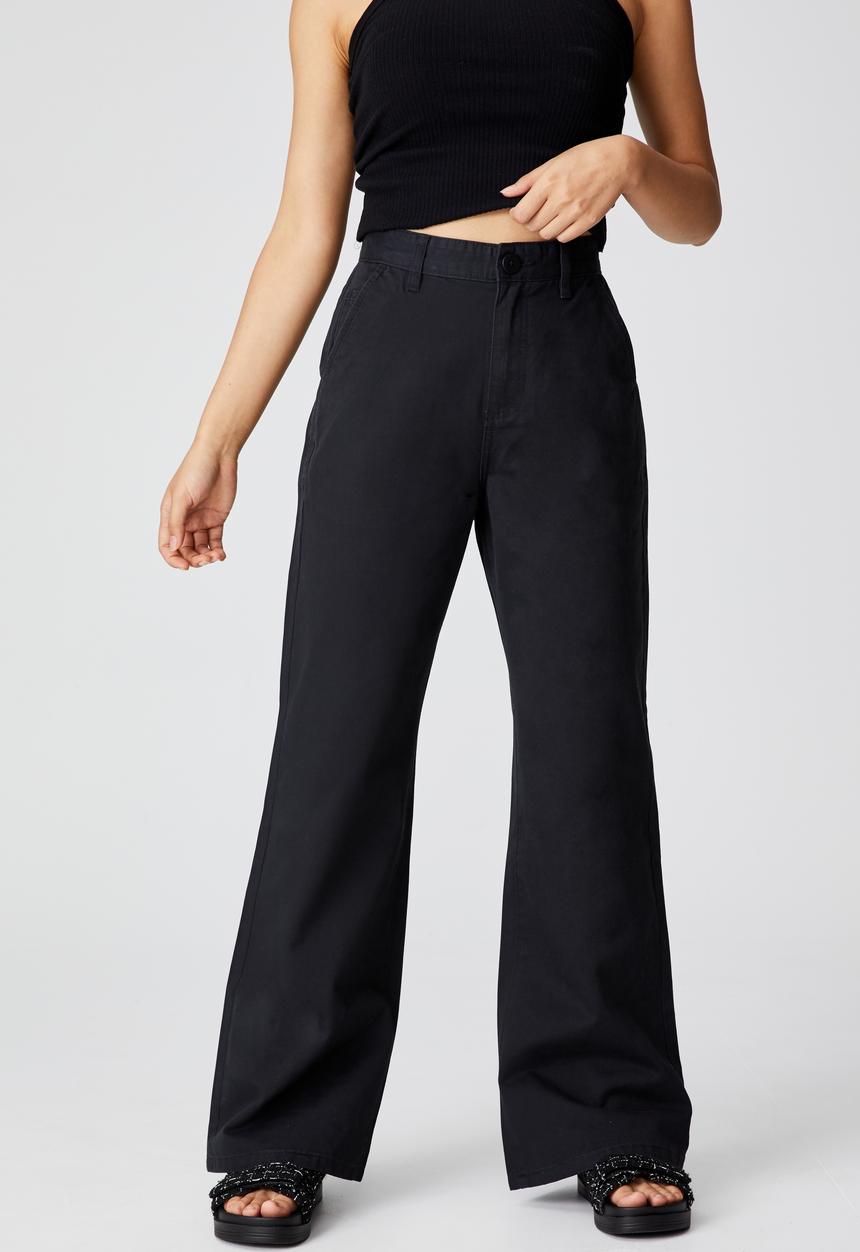 Cotton On - Petite parker long straight pant - black