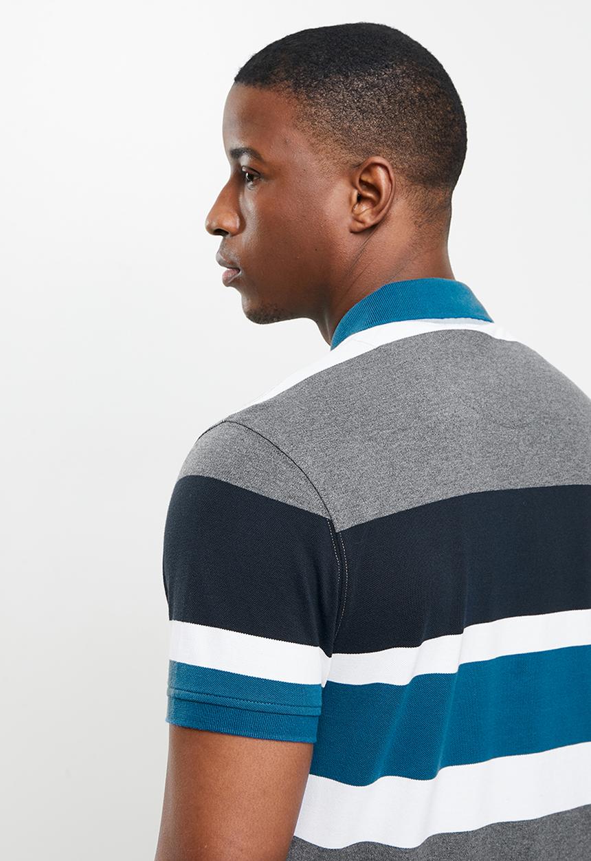 POLO - Shiru stripe custom fit golfer - blue