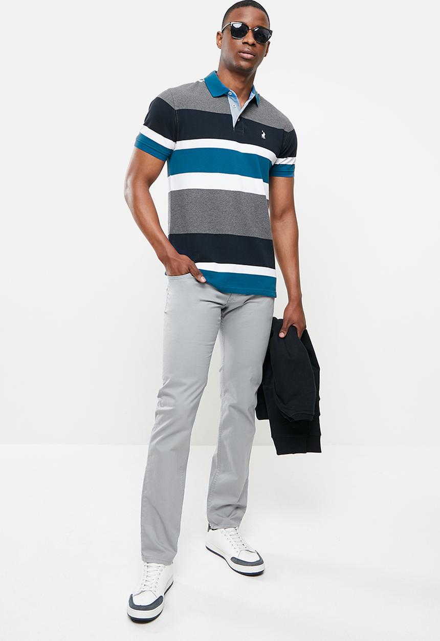 POLO - Shiru stripe custom fit golfer - blue