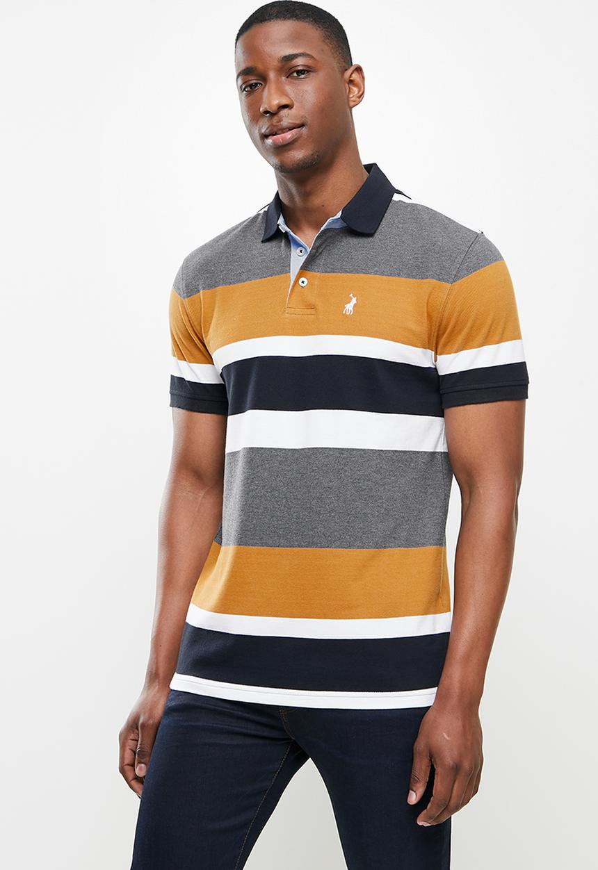 POLO - Shiru stripe custom fit golfer - chili