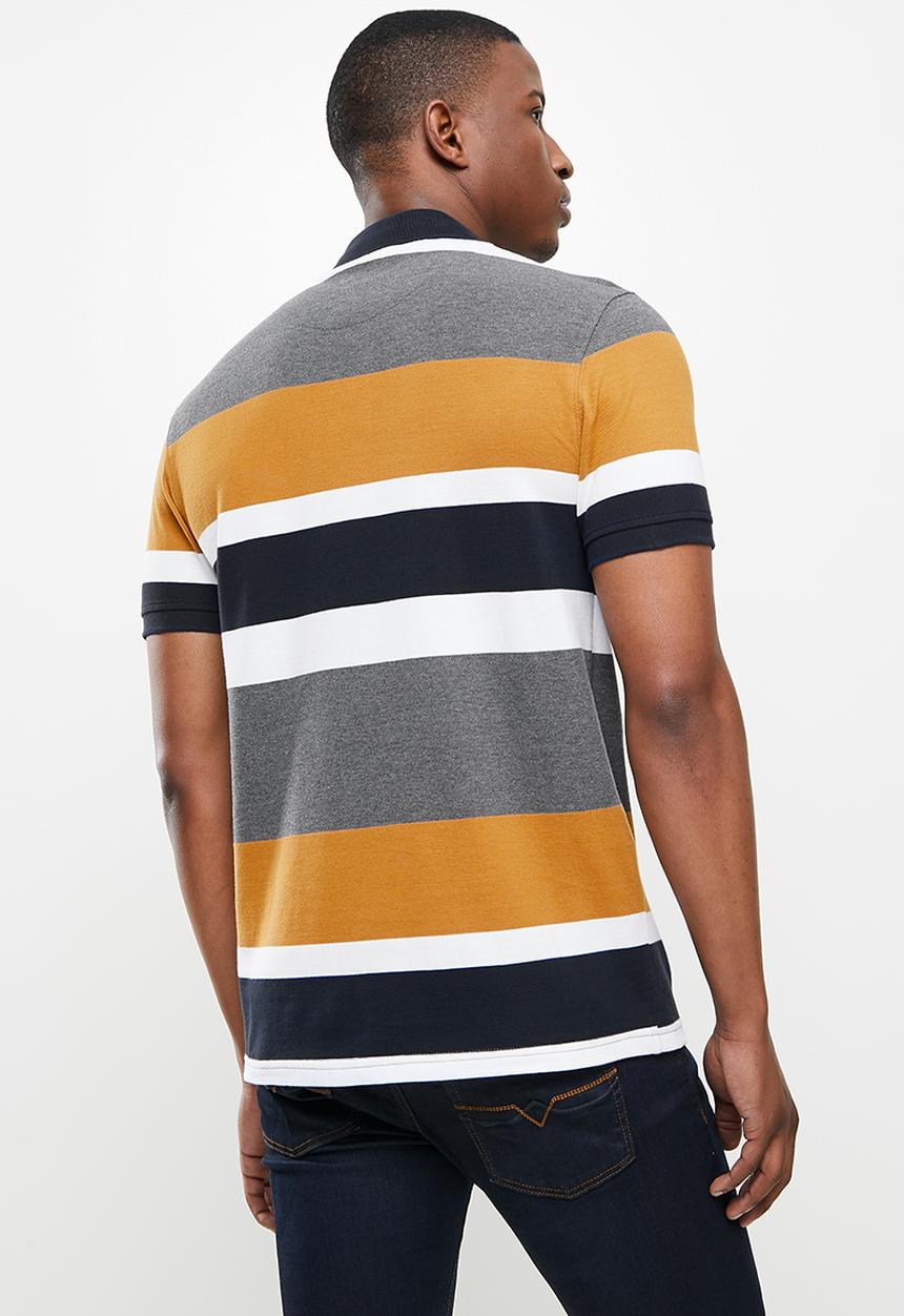 POLO - Shiru stripe custom fit golfer - chili