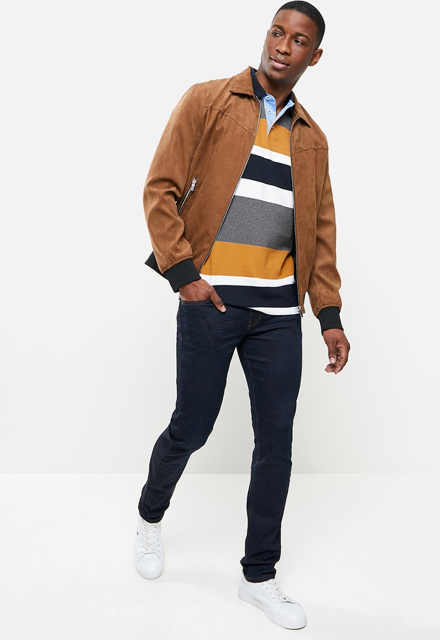 POLO - Shiru stripe custom fit golfer - chili