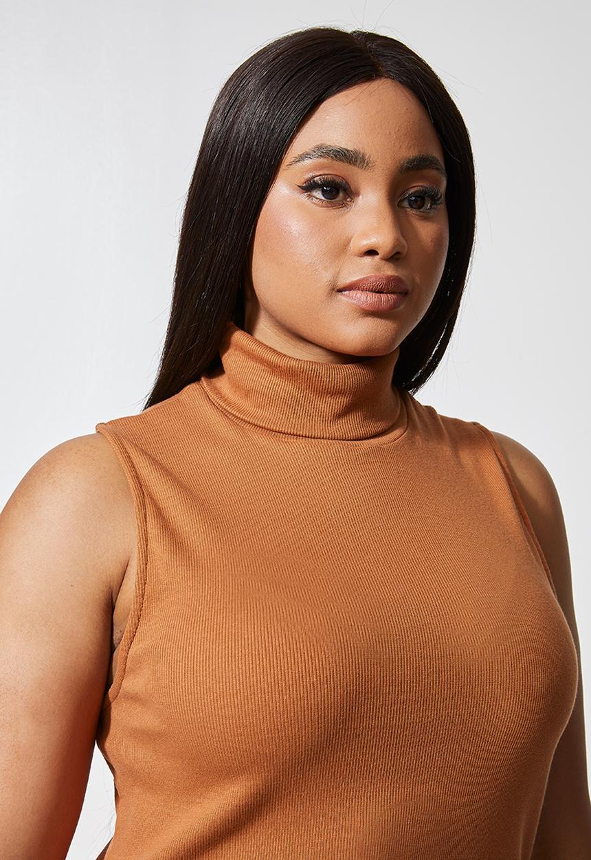 Superbalist - Single poloneck top - tobacco