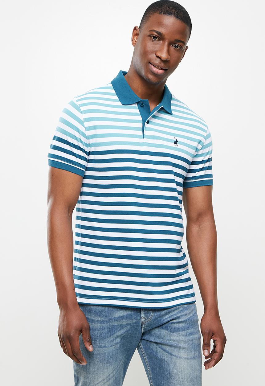 POLO - Byrd stripe custom fit golfer - blue
