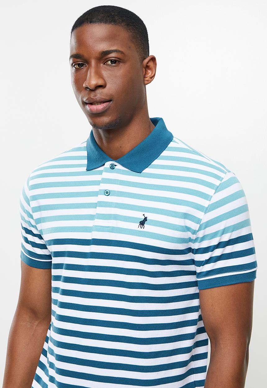 POLO - Byrd stripe custom fit golfer - blue