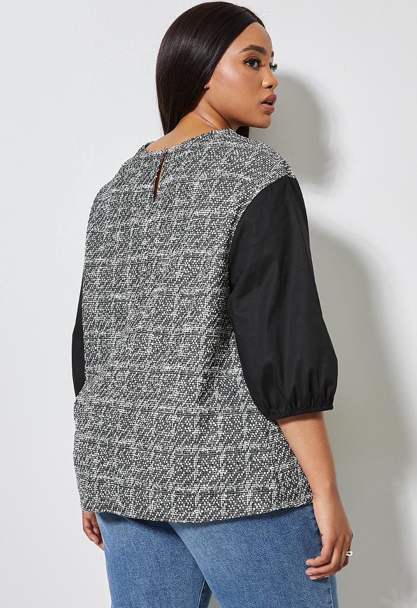 Superbalist - Combo fabric shell top - black