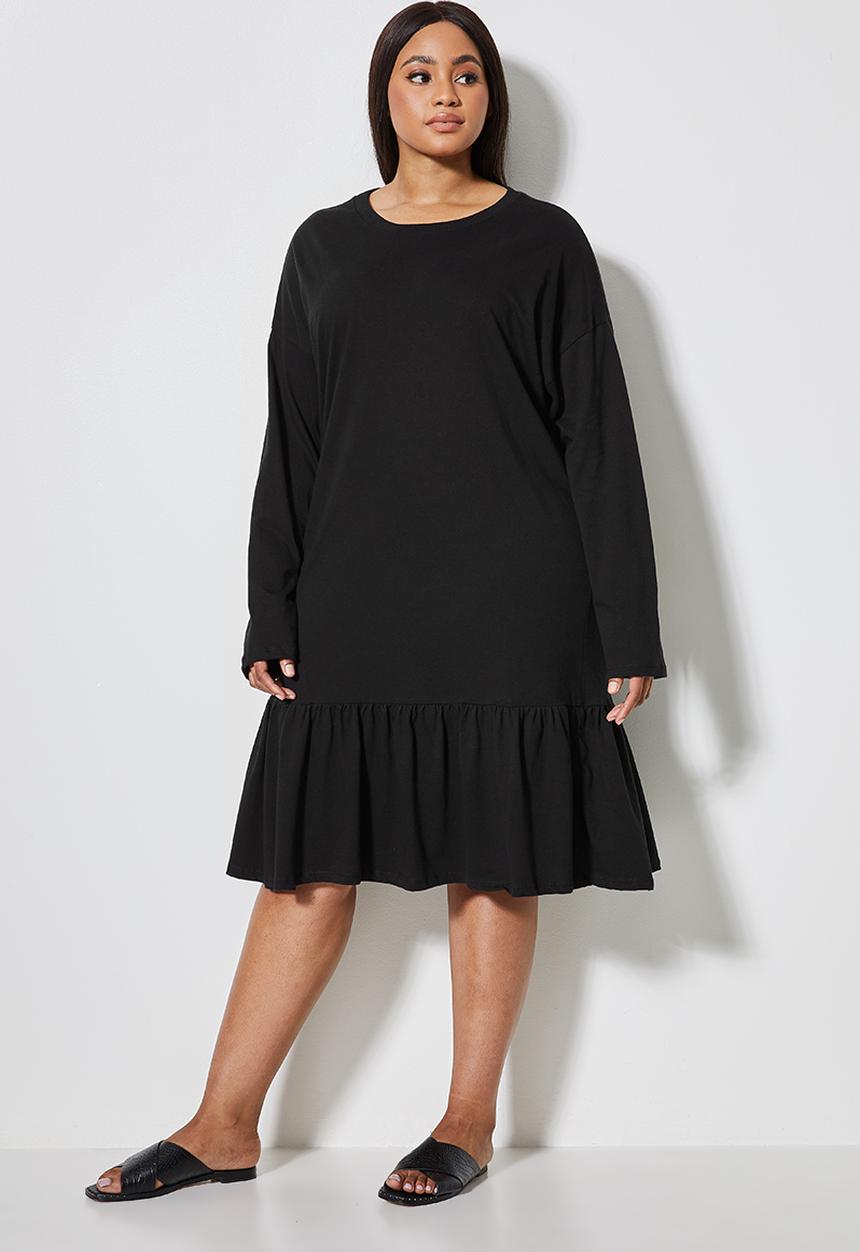 Superbalist - Dropped waist T-shirt dress - black