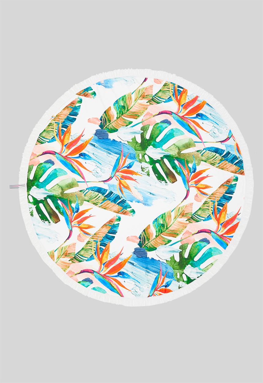 Bobums - Microfibre round printed towel - strelitzia
