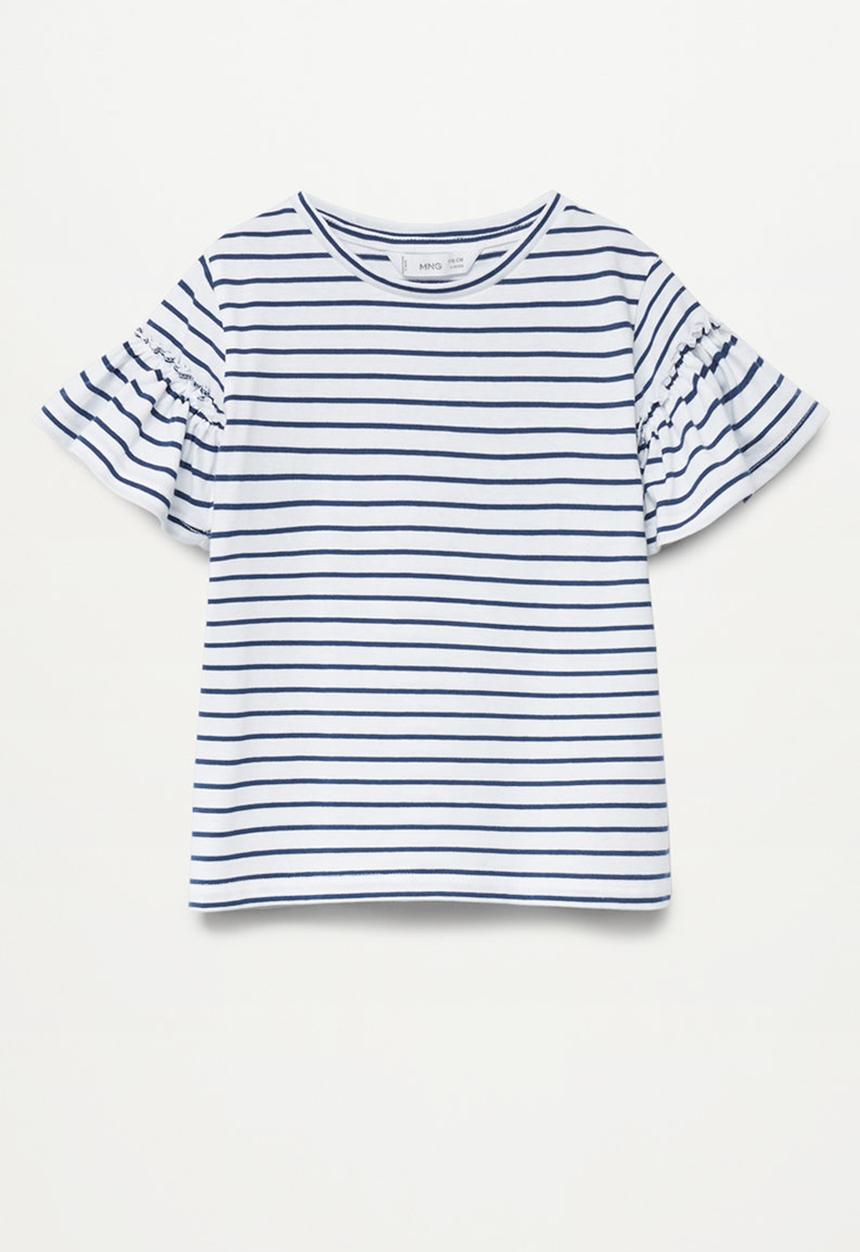 MANGO - T-shirt bande - white & navy 