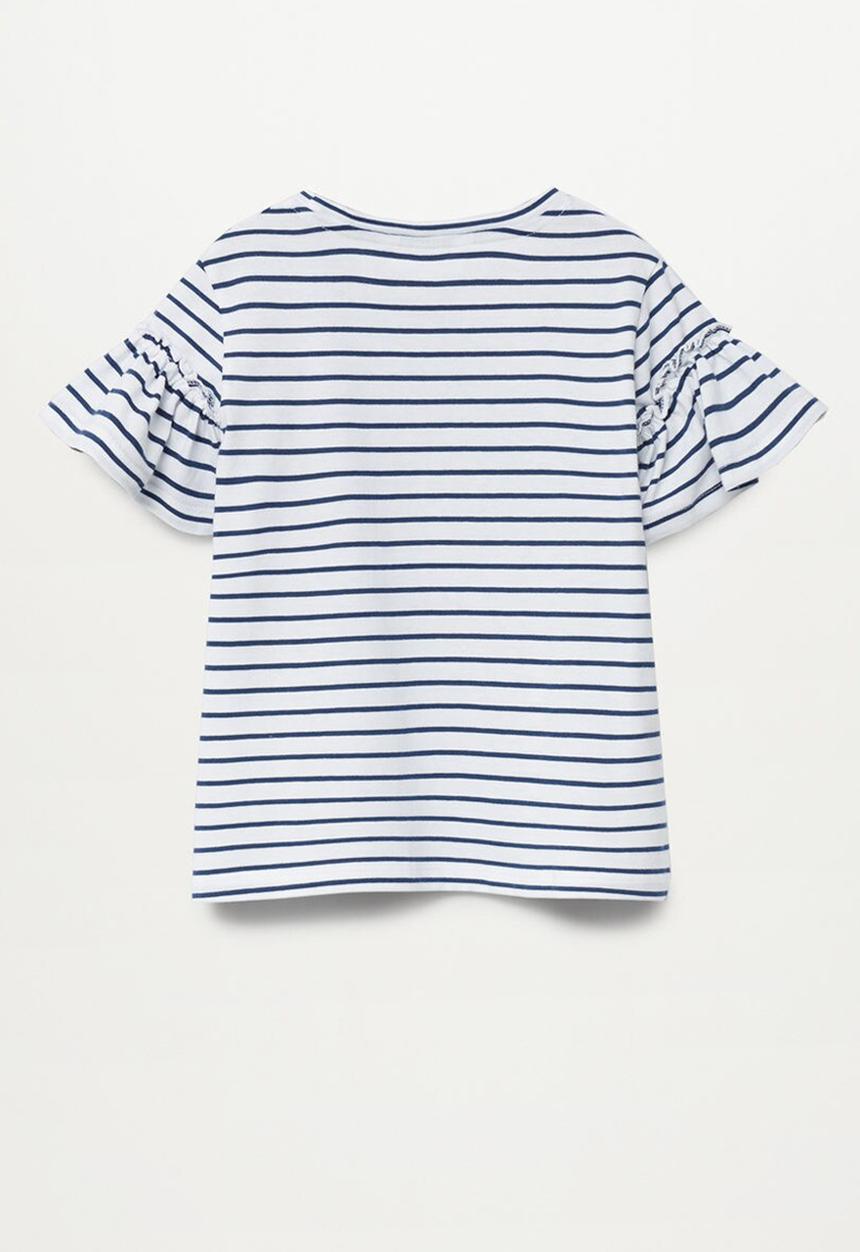 MANGO - T-shirt bande - white & navy 