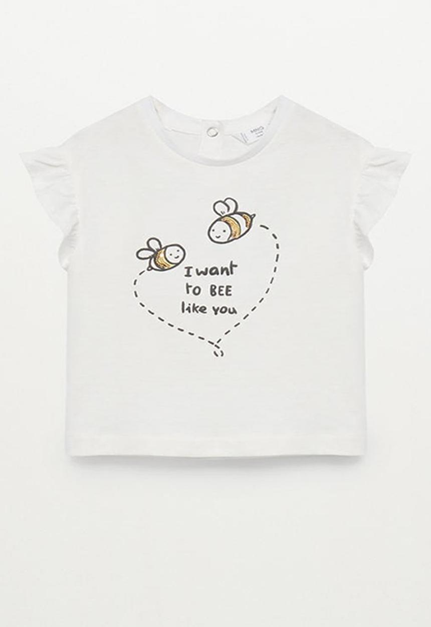 MANGO - Ruffled T-shirt - white