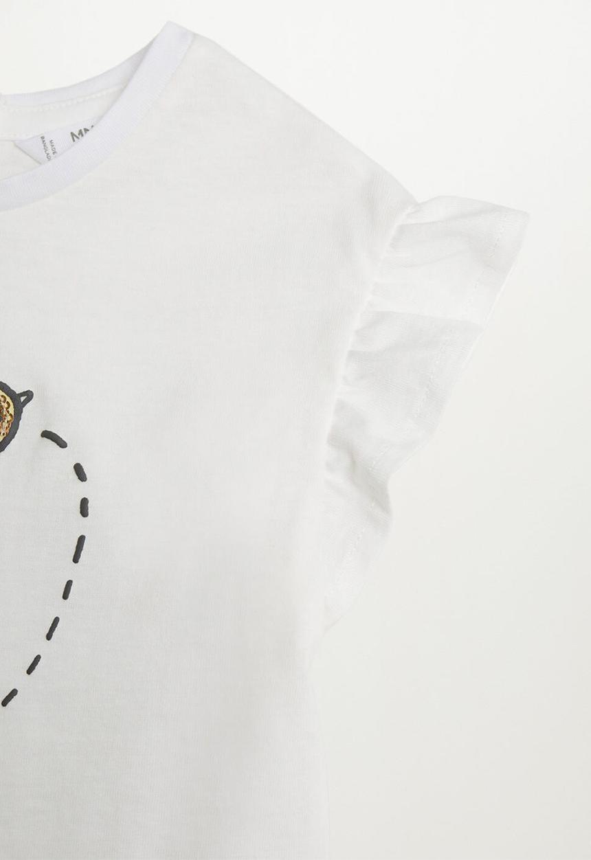 MANGO - Ruffled T-shirt - white