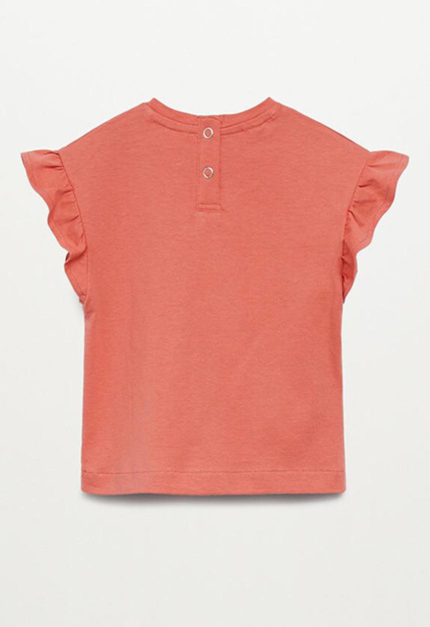 MANGO - Ruffled printed t-shirt boleta - red