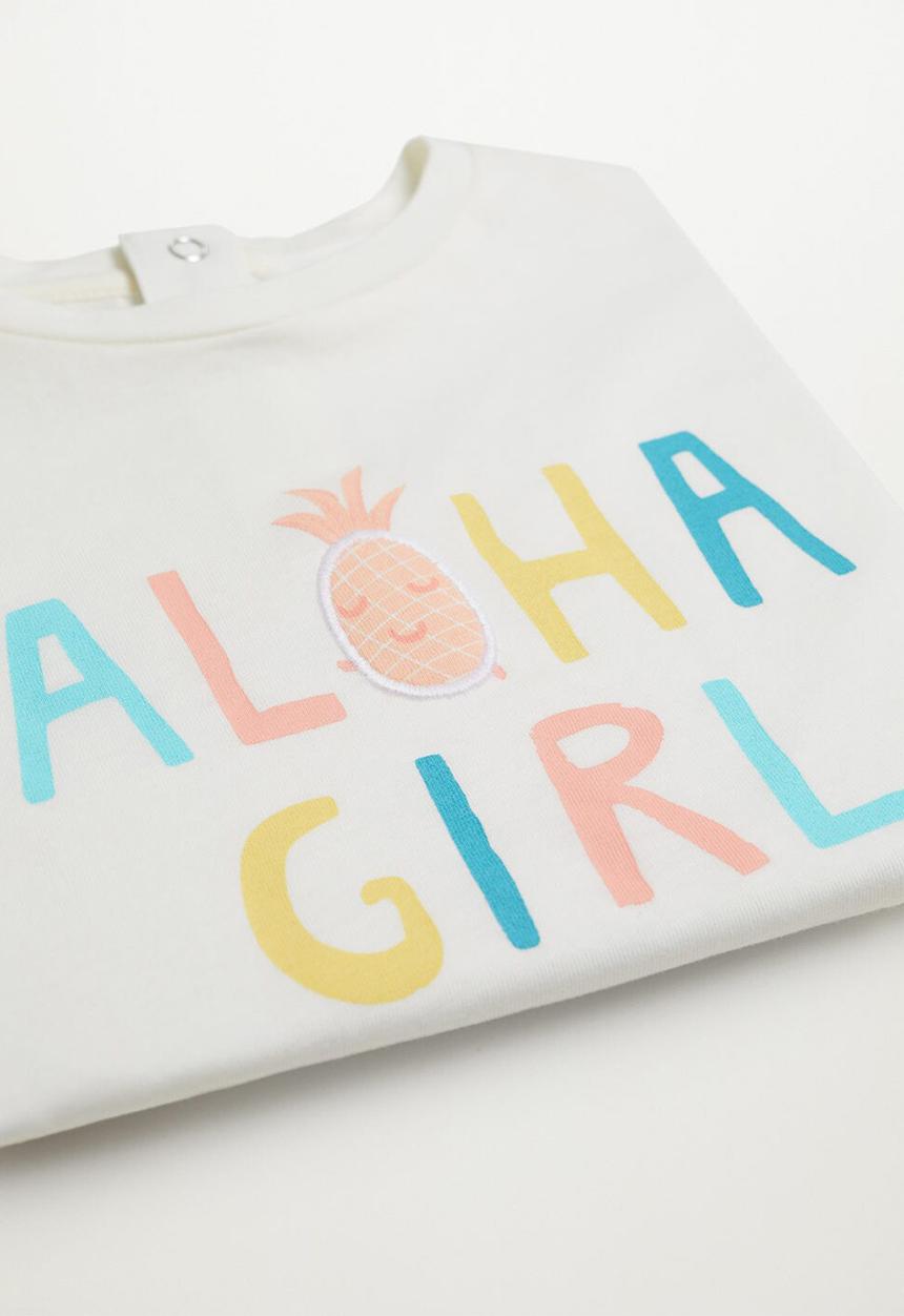 MANGO - T-shirt aloha - white