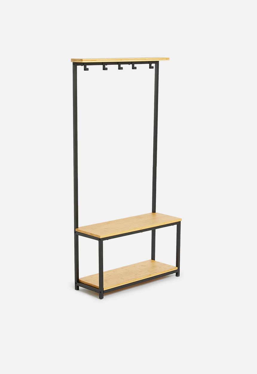 Sixth Floor - Iron cloth rack with bamboo shelves - black