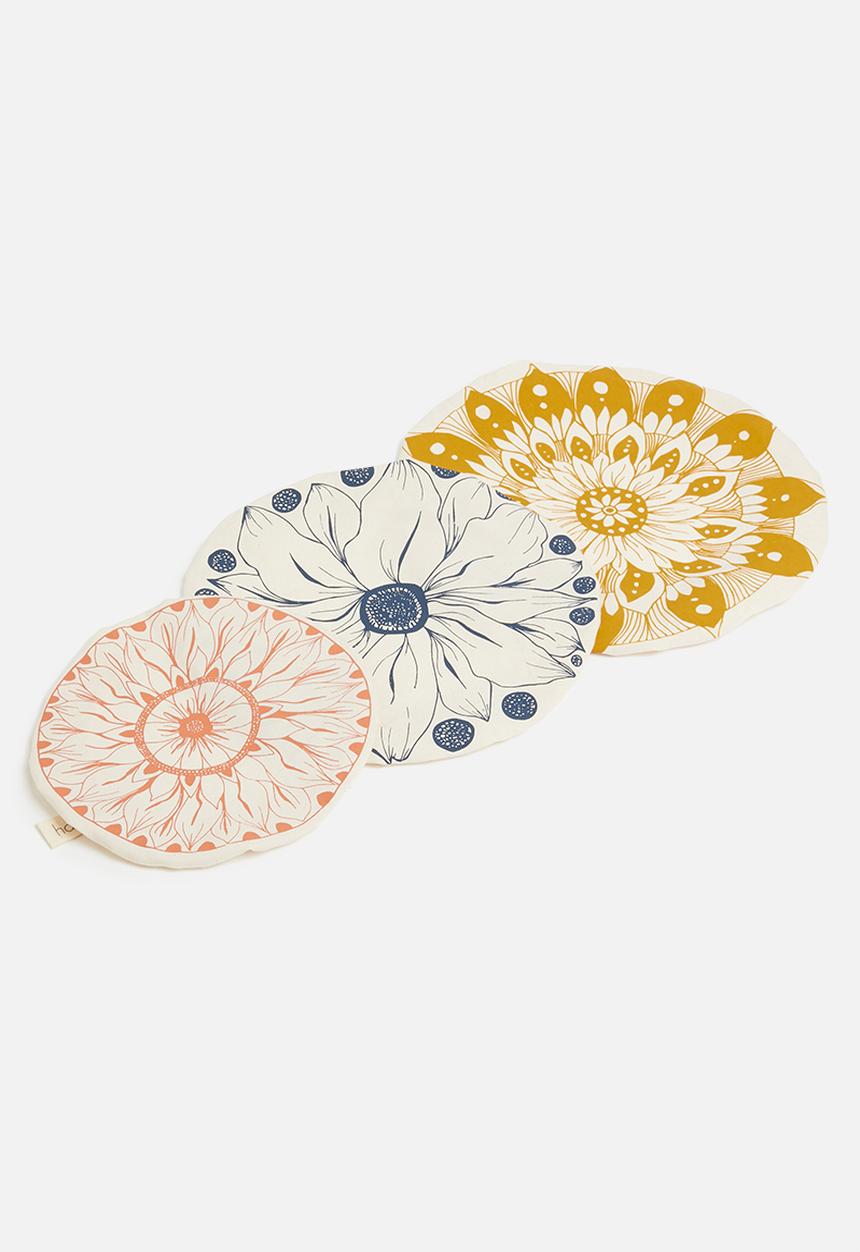 Halo Dish Covers - Dish and bowl cover large set of 3 - edible flowers - multi