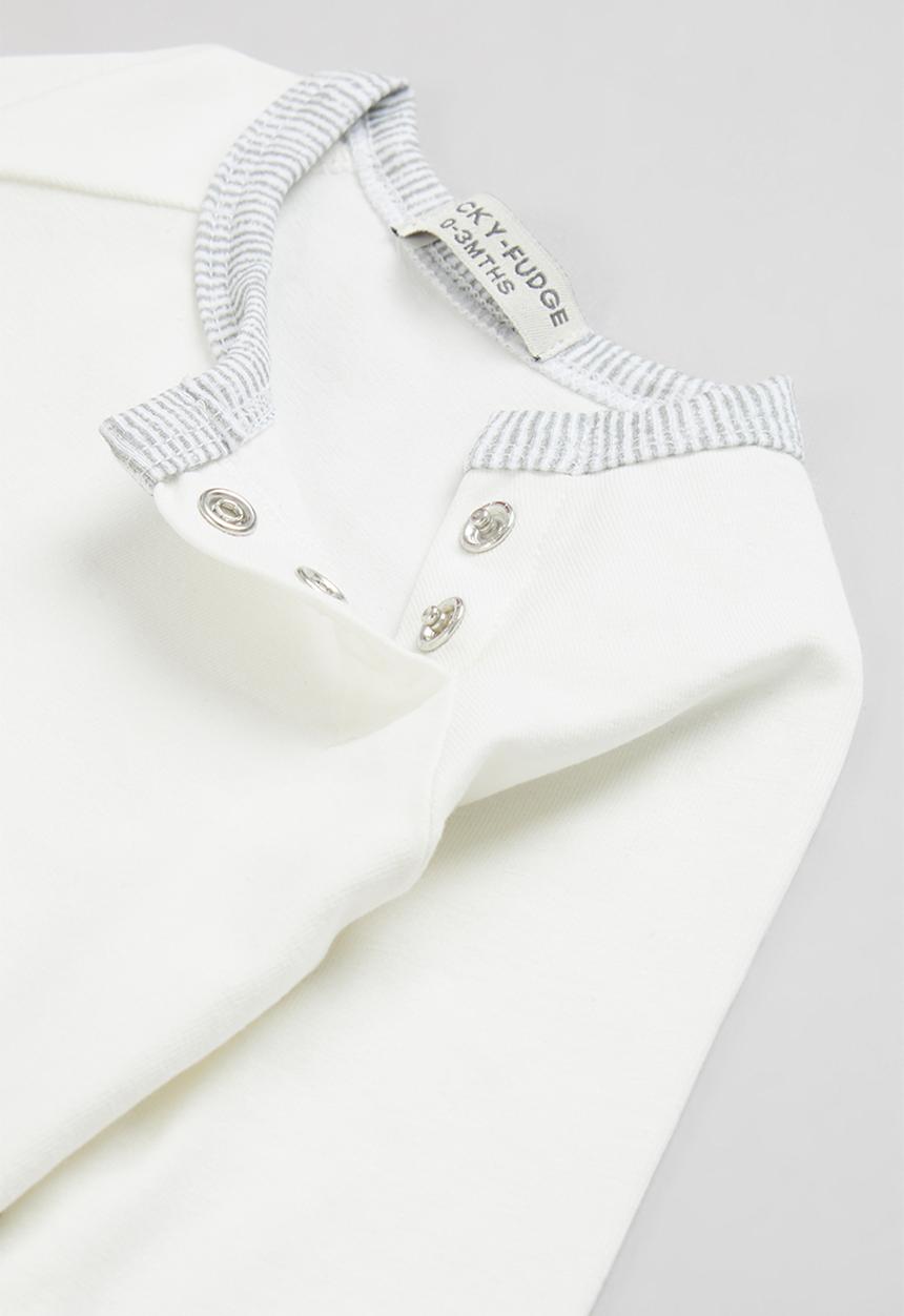 Sticky Fudge - Broken stripe babygrow - cream