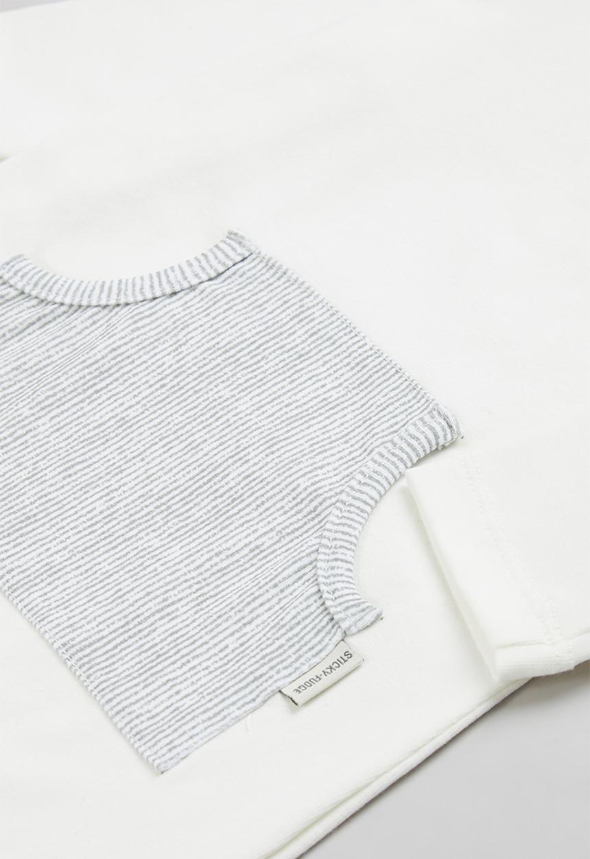 Sticky Fudge - Broken stripe babygrow - cream
