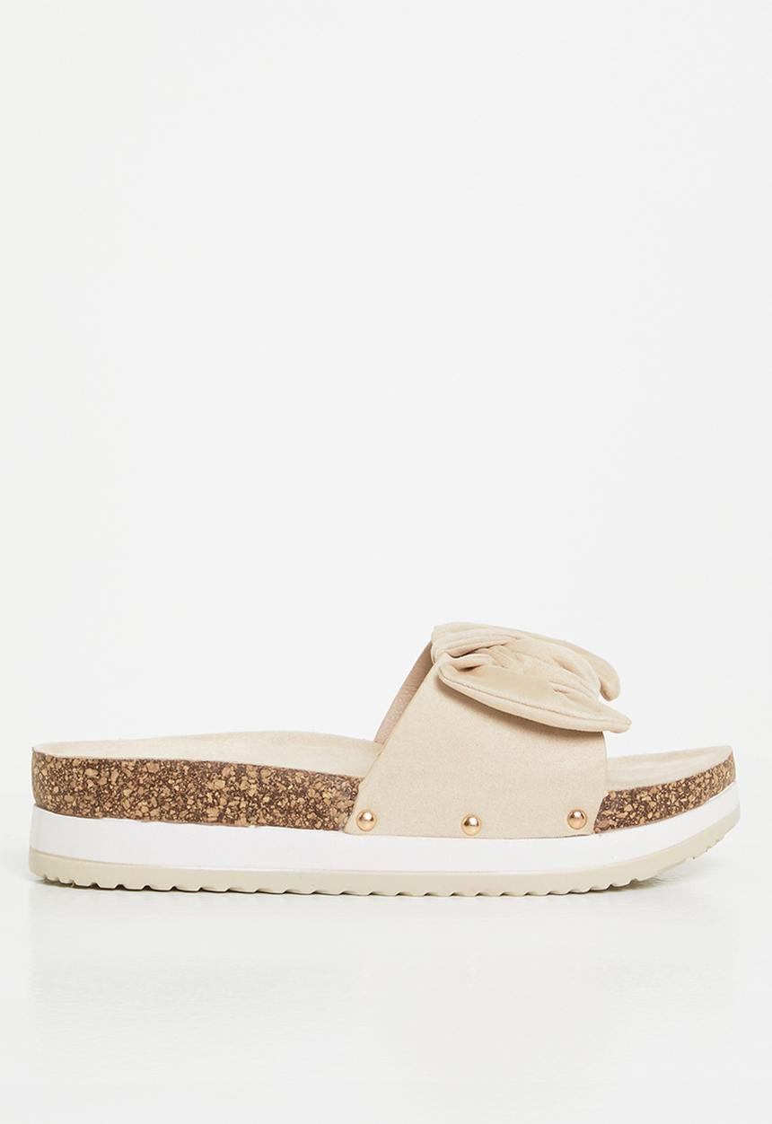 Footwork - Lizz twisted knot stacked flatform sandal - beige