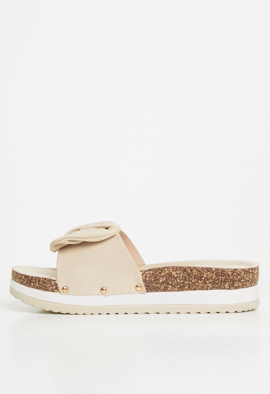 Footwork - Lizz twisted knot stacked flatform sandal - beige
