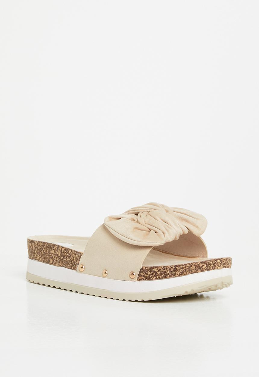 Footwork - Lizz twisted knot stacked flatform sandal - beige
