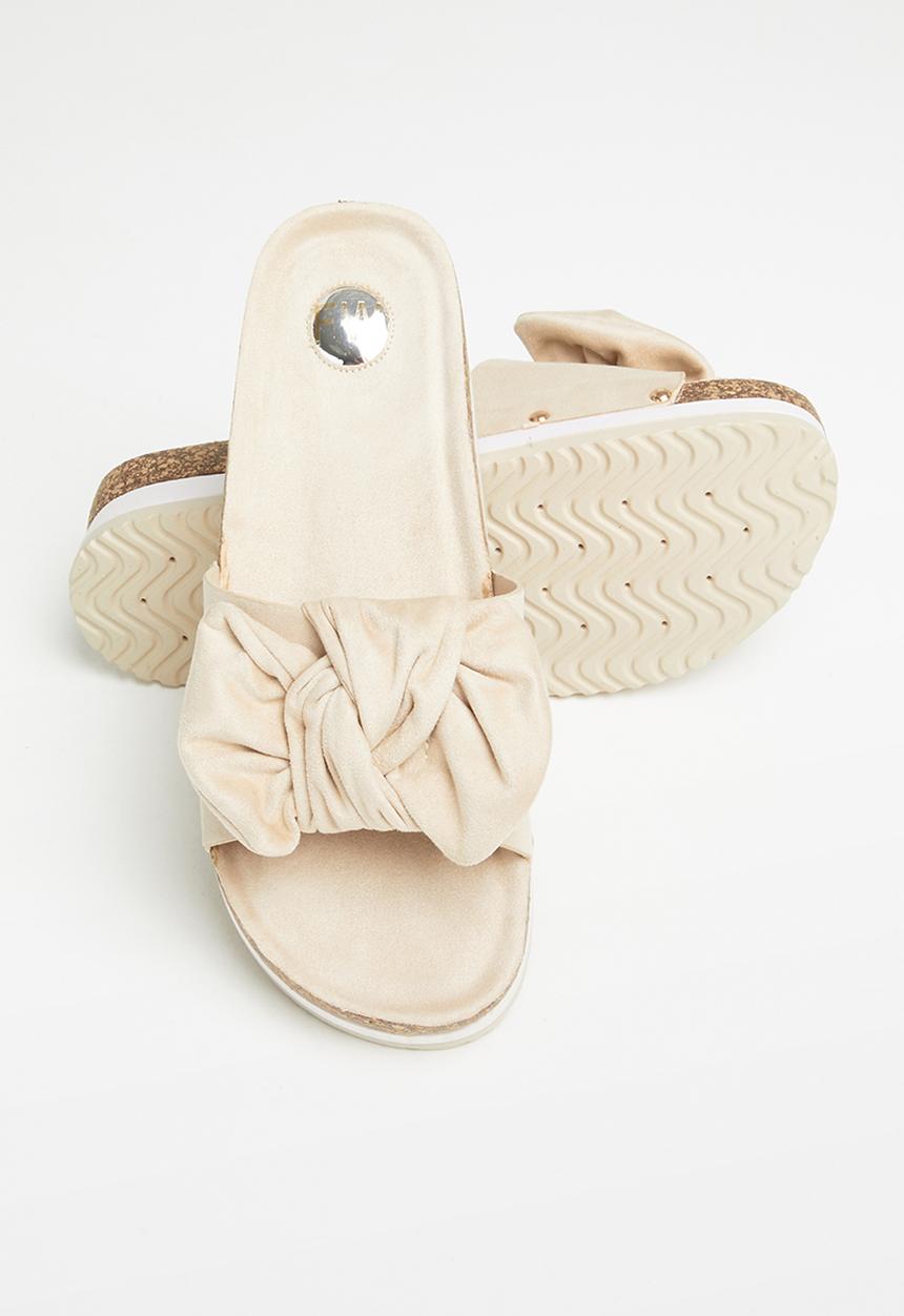 Footwork - Lizz twisted knot stacked flatform sandal - beige