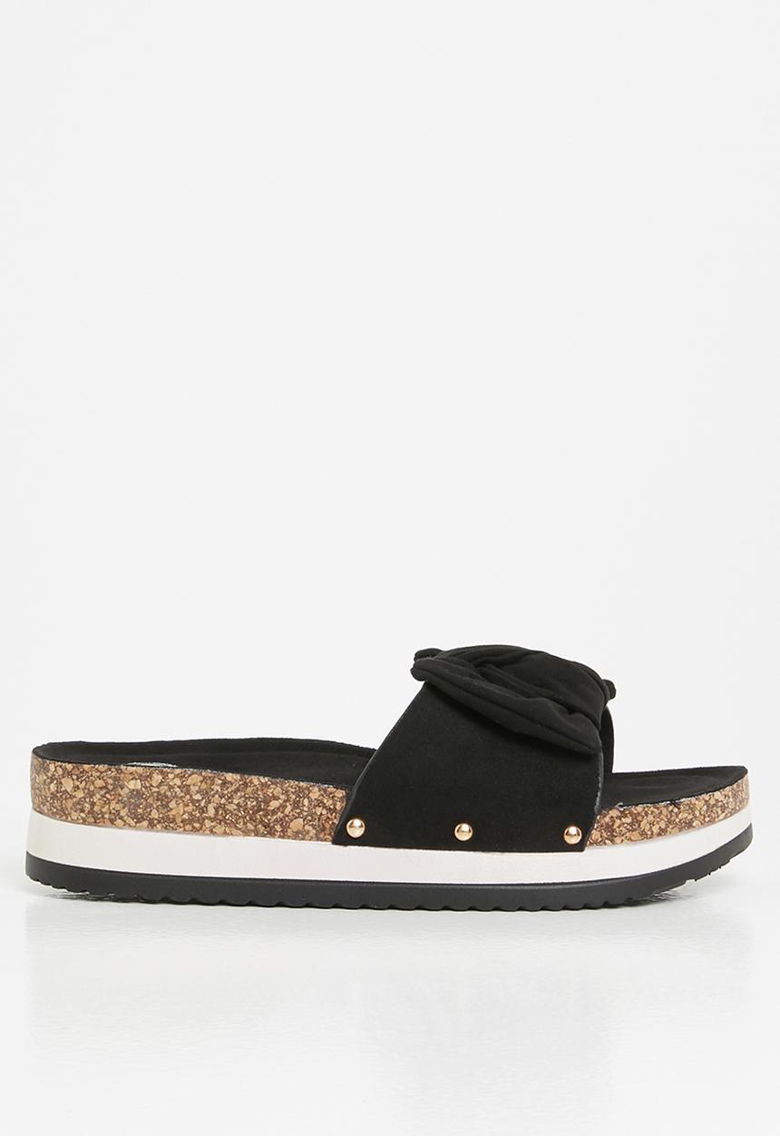 Footwork - Lizz twisted knot stacked flatform sandal - black