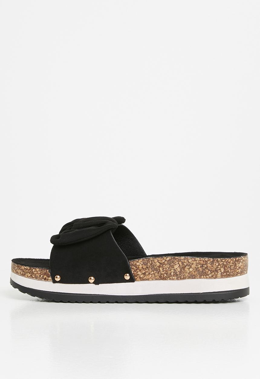 Footwork - Lizz twisted knot stacked flatform sandal - black