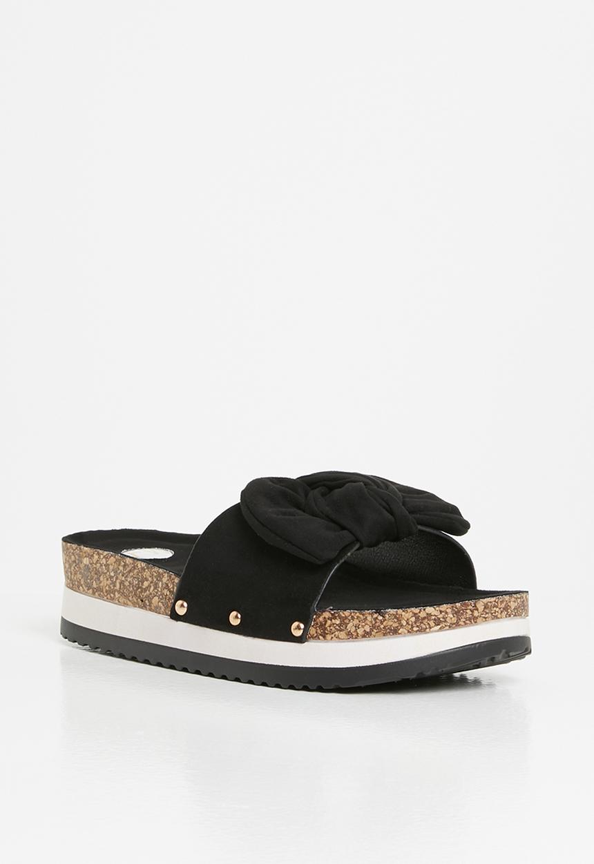 Footwork - Lizz twisted knot stacked flatform sandal - black